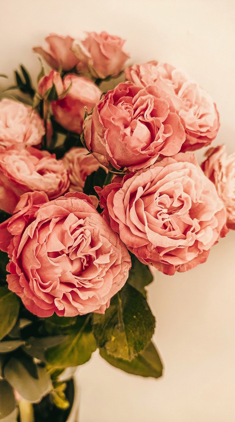 Bouquet of soft pink garden roses